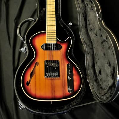 BootLegger Guitar Single Barrel Brown Red Black Burst Custom Case & Flask P90 & Single Coil image 11