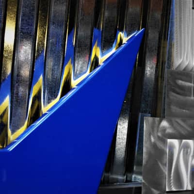 Robin Wedge 1987 Custom.  One of a kind.  Blue Yellow Checkerboard finish. Plays great. Rare. Cool+ image 22