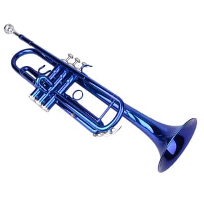 Brass Bb Trumpet for Students & School Bands – 3 Keys + Carrying Case (Blue) image 3