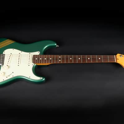 2012 Fender Custom Shop Custom Deluxe Stratocaster - Sherwood Green with Gold Racing Stripes | COA OHSC image 3