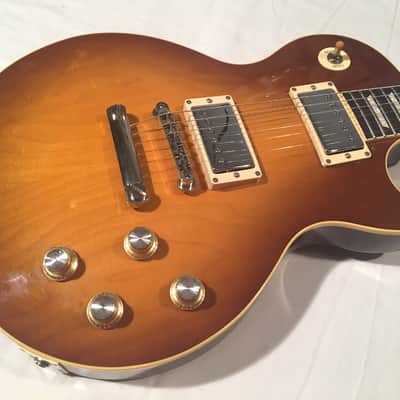 2000 Fuji-Gen Epiphone Japan Les Paul LPS-80 Long Tenon Honey Burst with Gibson Case, Headstock image 5