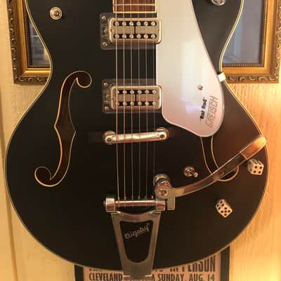 LOADED & CUSTOM” GRETSCH HOT RODDED / RAT ROD 5410t Matte Black … “MINT” … Korean made w/ Quality USA UPGRADES !!! / tvjones Brian Setzer Pups & tvjones wire harness / Tru-Arc Bridge / Quality Grover Locking tuners & high quality Gretsch Case image 3