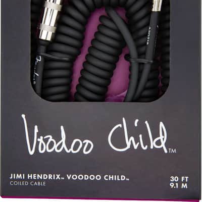 Fender Jimi Hendrix Voodoo Child Straight / Angled TS Coiled Instrument Cable - 30' 2010s - Black image 1