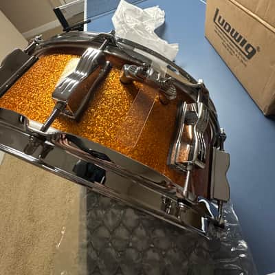 Ludwig NEW 5x14 Wood Gold Sparkle Snare Drum image 3