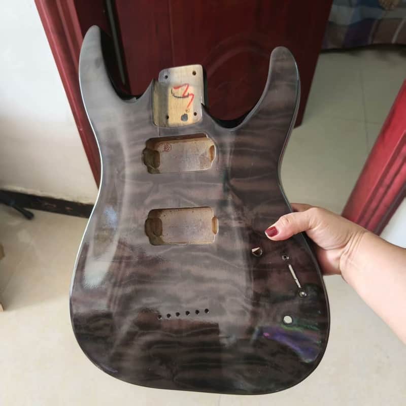 Brown HH Basswood Guitar Body with Quilted Maple Top image 1