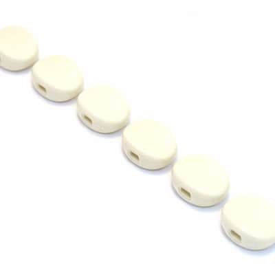TK-7710-025 (6) White Vintage Style Glue-On Round Guitar Tuner Buttons