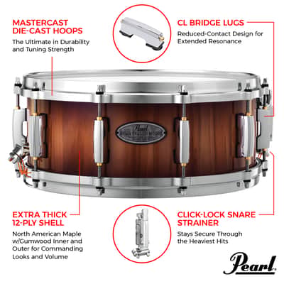 Pearl 14x5.5" Brian Frasier Moore Signature Snare Drum | 12 Ply | Gum Maple Wood | Authorized Dealer image 2