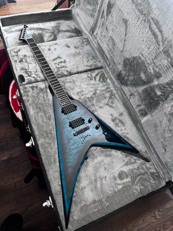ESP USA V-II Limited Edition Quilted Black Aqua Sunburst - 2022 image 1
