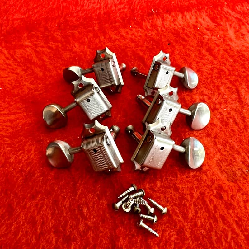 Kluson Double line guitar tuners c 1965 - Nickel original vintage USA Gibson Martin Rickenbacker 3x3 image 1