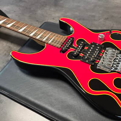 Jackson Dinky Pro Series DK2 MJ Japan Hand Painted Signed Hot Rod Flames Japanes MIJ Super Strat HSS Floyd Rose 2002 Fender First Year image 9