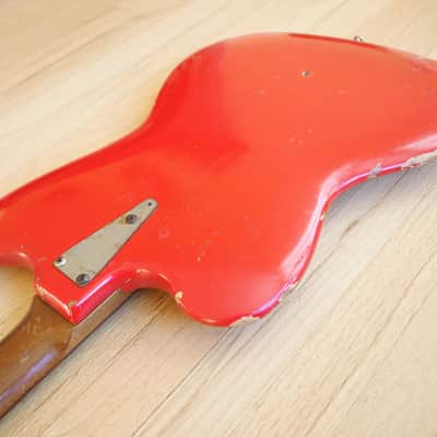 1965 Danelectro Coral Deluxe Vintage Electric Bass Guitar Fiesta Red Full Scale image 16