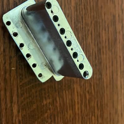 1970s Fender Stratocaster guitar tremolo bridge stamped saddles image 4
