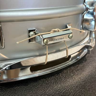 One of a Kind NOS Ludwig No. 404 Acrolite 5x14" 8-Lug Aluminum Snare Drum with Pointed Blue/Olive Badge Early 70s image 7