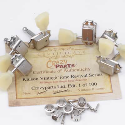 Kluson® 3/3by side Gibson style Nickel Ltd.Edt. VTR Tuners Single Line/Single Ring WD Vintage Buttons image 1