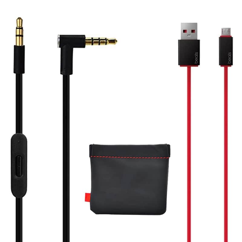 Original Replacement AUX Audio Cable Cord for Beats by Dre Headphones Solo/Studio/Pro/Wireless/Mixr with MIC Black+Replacement Charger Cable for Beats by Dr Dre and Pill image 1