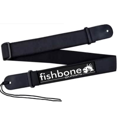 fishbone ST-S10 Strap Acoustic Electric Adjustable Black Bass Guitar Strap w/ White Logo image 1
