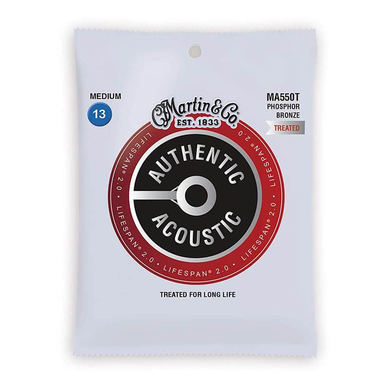 Martin MA550T Authentic Acoustic Lifespan 2.0 Phosphor Bronze Acoustic Guitar Strings - Medium (.13 - .56) image 1
