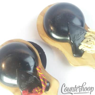 *Leedy Castanets Set Bakelite Script Stamped Clappers + Wood Handle Vintage 40s image 2
