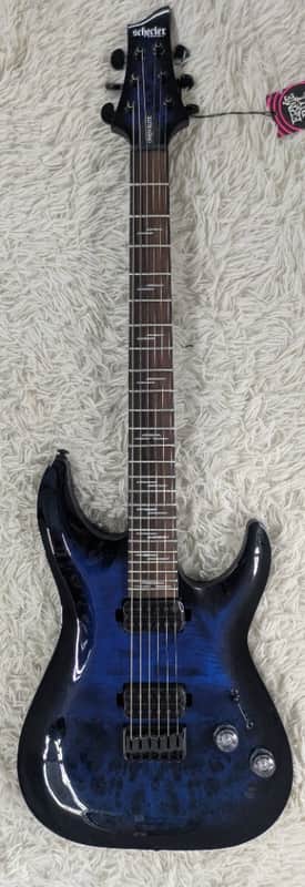 Mint Schecter 2452-SHC 6 String RH Electric Guitar Omen Elite-6 See Thru Blue Burst image 1