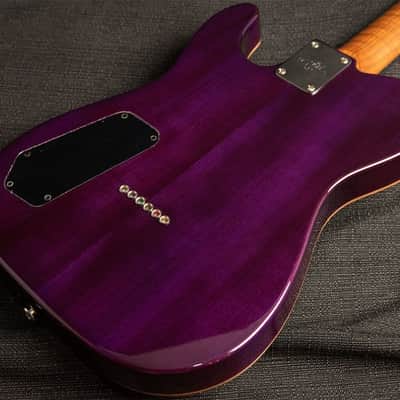 G&L Custom Shop ASAT HH RMC Purpleburst Spalted Maple on Okoume, AAA roasted neck image 5