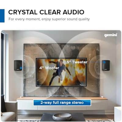 Gemini Sound GHSI Active/Passive Bluetooth Outdoor Speakers- Daisy Chain Capable, IP44, Wall Mount (Black, 100 Watts) image 4