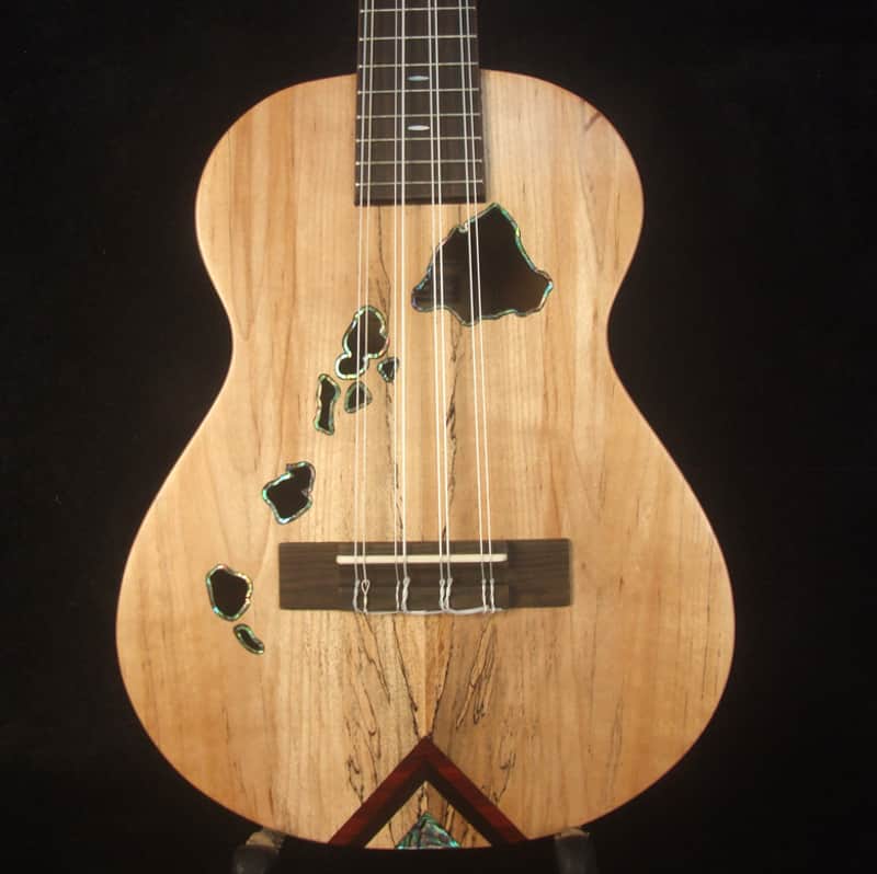 Handmade 8 String Tenor Ukulele, Solid Spalted Maple, Acacia, The Islands Soundhole, Soft-bag, Bruce Wei UG17-3043 image 1