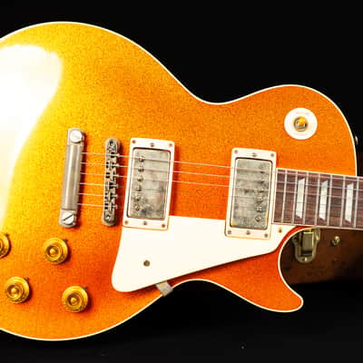 Gibson 1957 Les Paul Standard Murphy Lab Ultra Light aged - Orange Sparkle Top Natural back image 13