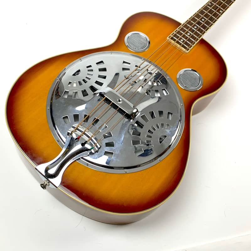 Regal Round Neck Acoustic Resonator Bass 4 string. Honeyburst image 1
