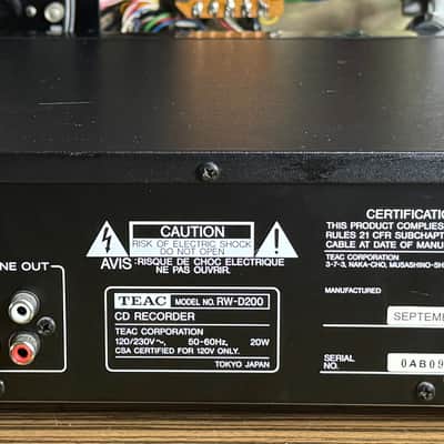 TEAC RW-D200 Dual CD Recorder Player CD-R CD-RW Tested Serviced No Remote image 8