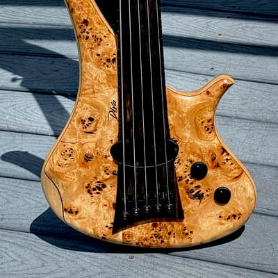 Marleaux Diva 5-String Fretless Bass 2021 - stunning Poplar Burl its the finest Fretless made today ! image 1