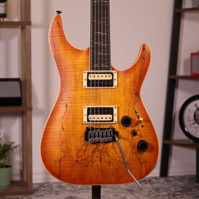 Schecter C-1 Exotic Spalted Maple - Ebony Fingerboard, Satin Natural Vintage Burst image 15