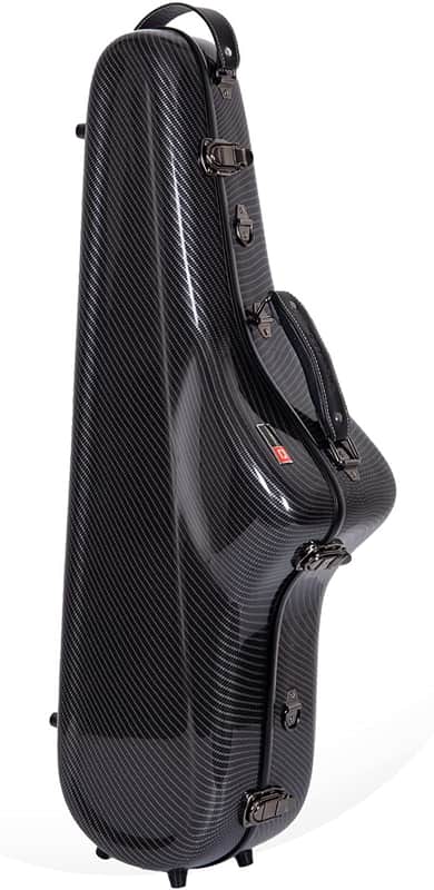 Crossrock Tenor Saxophone Case, Compact Design with Lightweight Composite Carbon Fiber, Black image 1