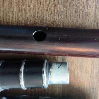 C. Peloubet Dark Wood & Silver 8-Key Antique Flute New York 19th century image 18
