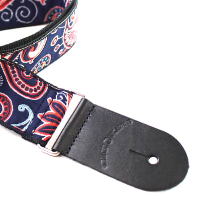 Walker And Williams JK-02 Vintage Modern Red, White & Blue Paisley Design With Chrome Hardware image 5