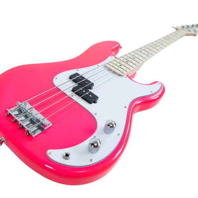 Quincy P BASS Electric Guitar Neon Colour Full Size Neon Pink Girl Girls Bright Day-glow image 2