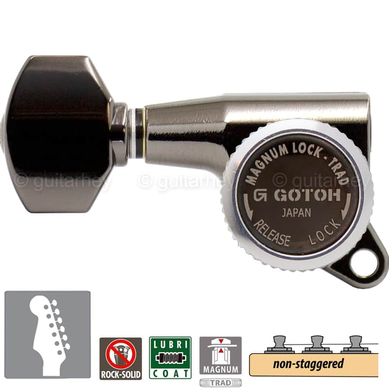 NEW Gotoh SG381-07 MGT 6 In-Line Set Non-Stag Locking LEFT-HANDED - COSMO BLACK image 1