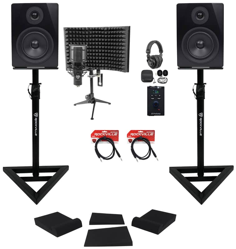 Presonus Revelator Recording Kit Interface+Monitors+Stands+Mic+Headphones+Shield image 1