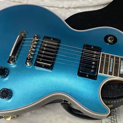 NEW! Gibson Les Paul Custom Axcess - One Of A Kind - ABSOLUTELY KILLER Flame Underneath Ice Blue Sparkle Finish! Only 7.5 lbs - Stinger Headstock - Authorized Dealer - G07381 image 2