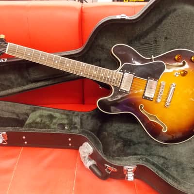Eastman T386 Sunburst Thinline Semi-Hollow Electric Guitar w/ Case: Open Box image 1
