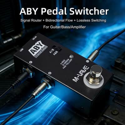 M-vave ABY Channel Switch Guitar Effect Pedal, True Bypass Line Selector with LED Indicators, 9V DC Power, Black (Price includes the import duty for US buyer) image 2