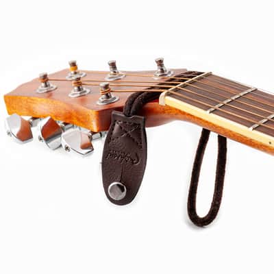 RightOn! Strap Link Pro Attachment - Vegan Leather Headstock Tie for String Instruments -Black