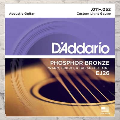 D'Addario EJ26 Custom Light Phosphor Bronze Acoustic Strings 11-52 image 1