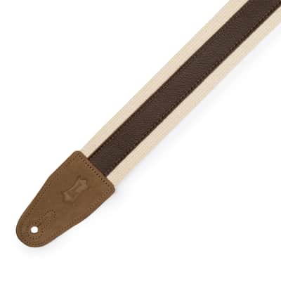 Levy's MC2CG 2-inch Cotton Combo Guitar Strap - Dark Brown Leather on Natural Co image 2
