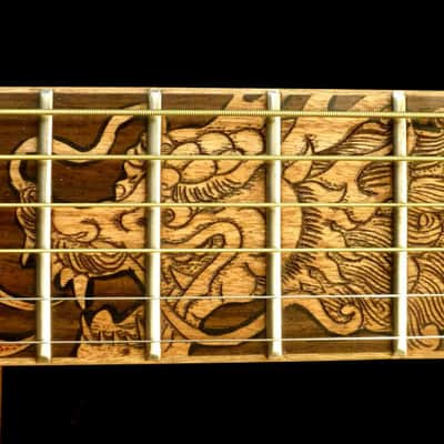 Blueberry Handmade Baritone Acoustic Guitar Dragon Motif image 6