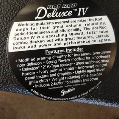 New Fender Hot Rod Deluxe IV Combo Amplifier Black image 6