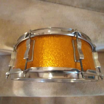 Ludwig Vintage 1966 gold sparkle Jazz Festival snare drum exceptional! image 4