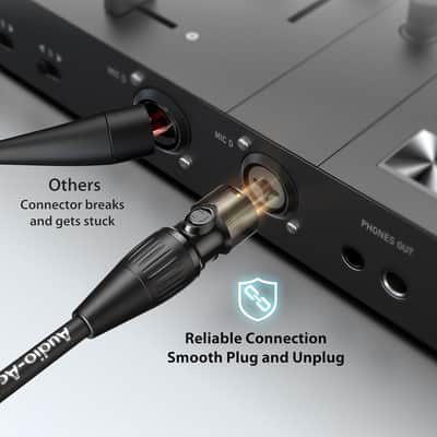 XLR Cables 10ft 1 Pack, Professional Gold-Plated Rean Connectors from Neutrik, Kevlar-Reinforced Nylon Braided XLR Microphone Cable, Mic Cable, Durable Shielded and Balanced XLR Male to Female Cord image 5