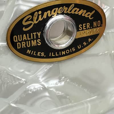 Vintage 1960s Slingerland Student Model Snare Drum in White Marine Pearl image 6