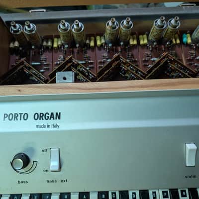Porto combo suitcase Organ Italy Ideal CEI Noble vintage synth Farfisa/Starmaster-adjacent needs work Italian 1960’s blue grey tolex image 3