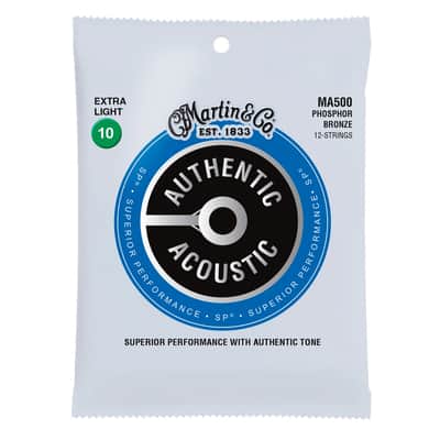 MA500 AUTHENTIC SP 92/8 Phosphore Bronze Extra Light 12 cordes 10/47 Martin Strings image 2